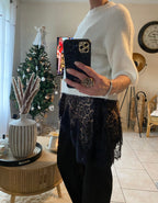 TOP DENTELLE LEOPARD ASYMETRIQUE   TU 38/44