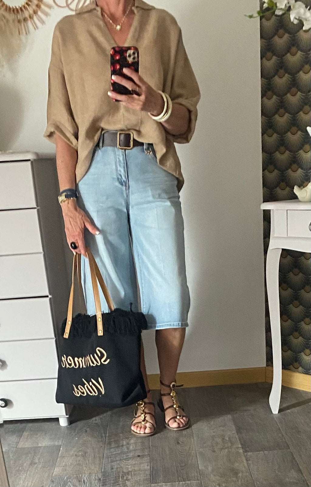 BLOUSE SOLEIL ISSY CAMEL  TU36/48 LIN