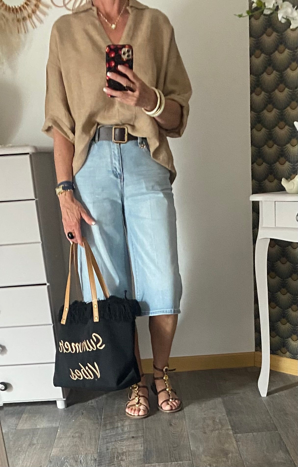 BLOUSE SOLEIL ISSY CAMEL  TU36/48 LIN