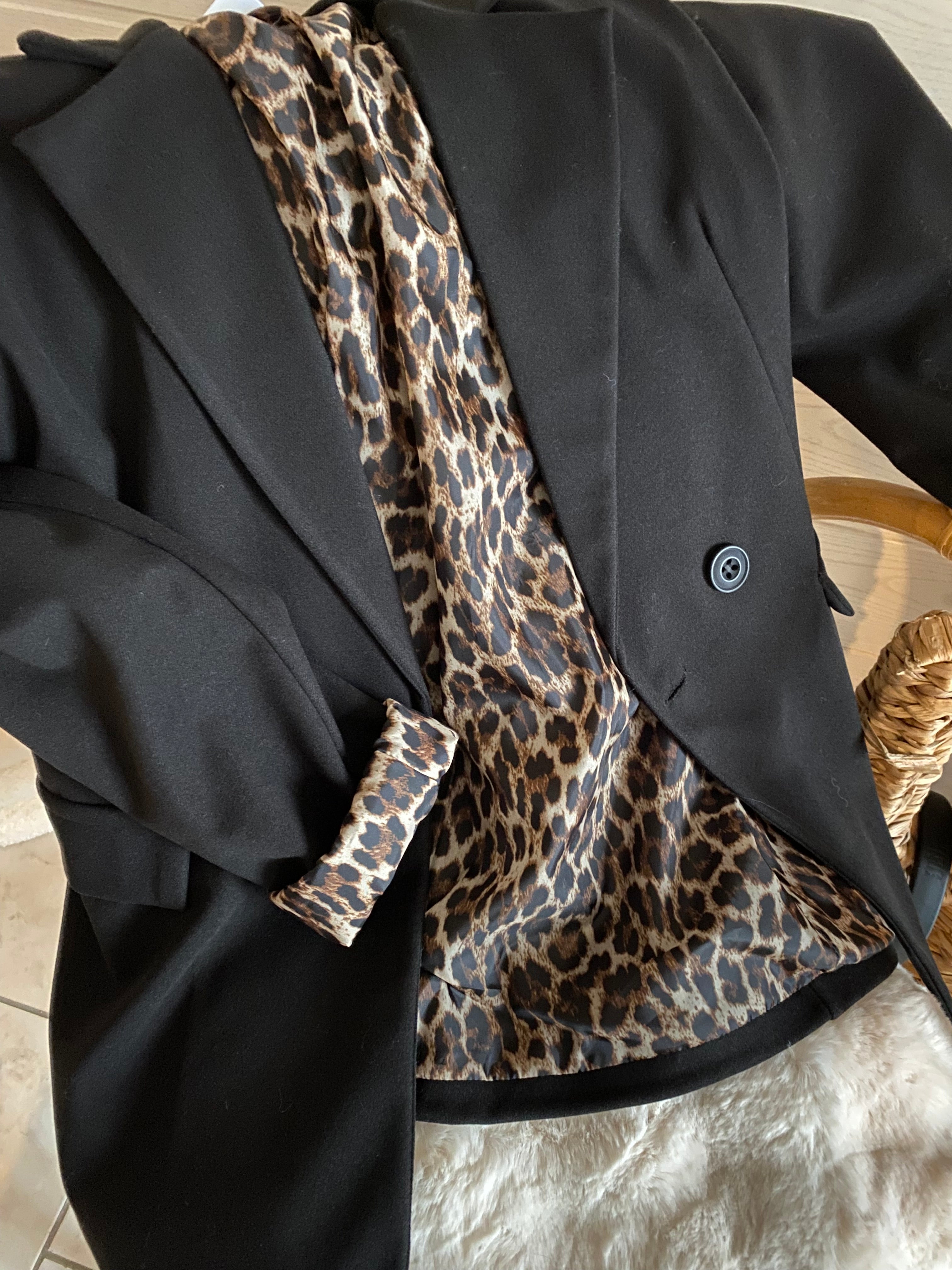 VESTE BLAZER CHAUDE NOIRE LEOPARD TU 36/44