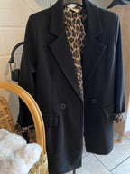 VESTE BLAZER CHAUDE NOIRE LEOPARD TU 36/44