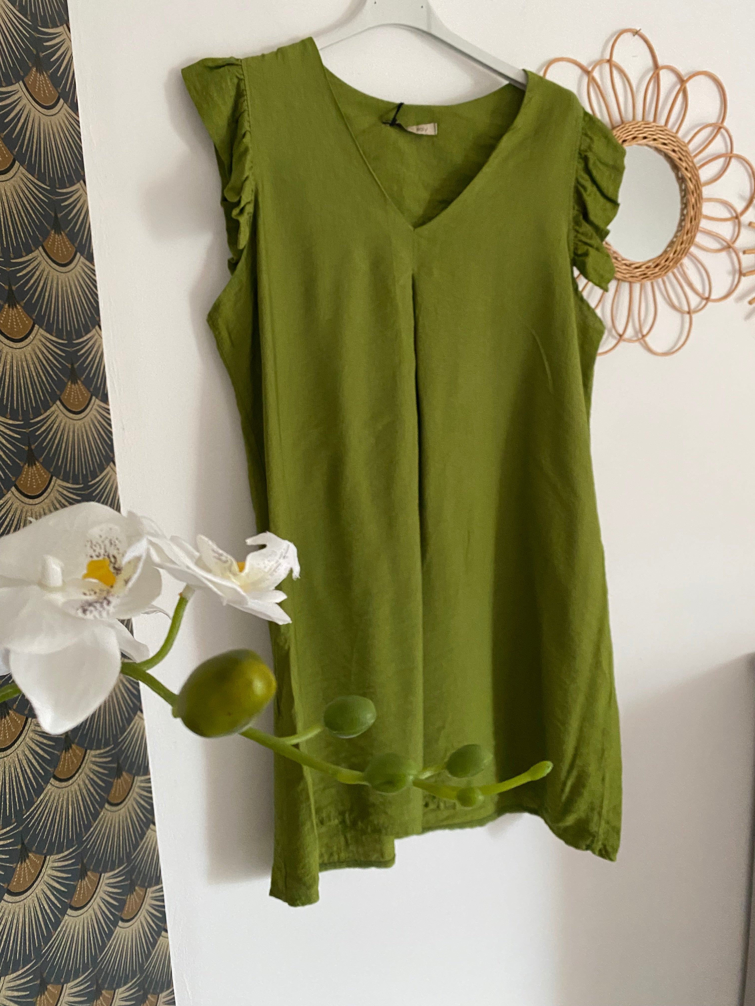 ROBE SAMBA  TAILLES : 38/40 OU 42/44 5 COULEURS (rouge , fushia, choco , vert , kaki )