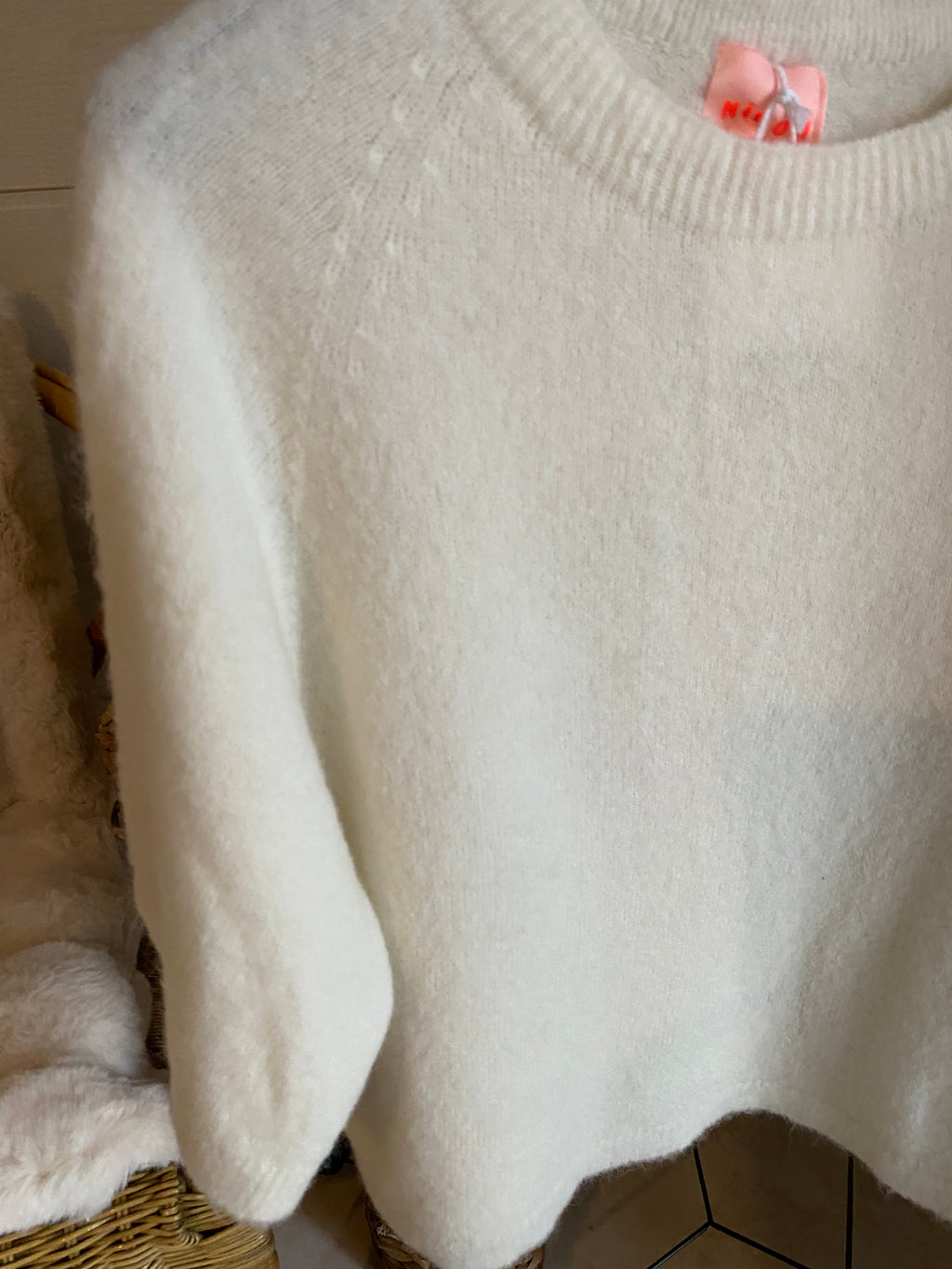 PULL NINOU MANCHES COURTES ECRU  TU 36/42  BABY ALPAGA