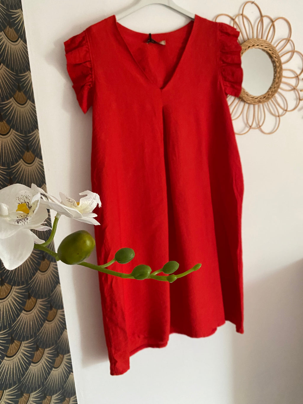 ROBE SAMBA  TAILLES : 38/40 OU 42/44 5 COULEURS (rouge , fushia, choco , vert , kaki )