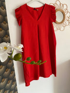 ROBE SAMBA  TAILLES : 38/40 OU 42/44 5 COULEURS (rouge , fushia, choco , vert , kaki )