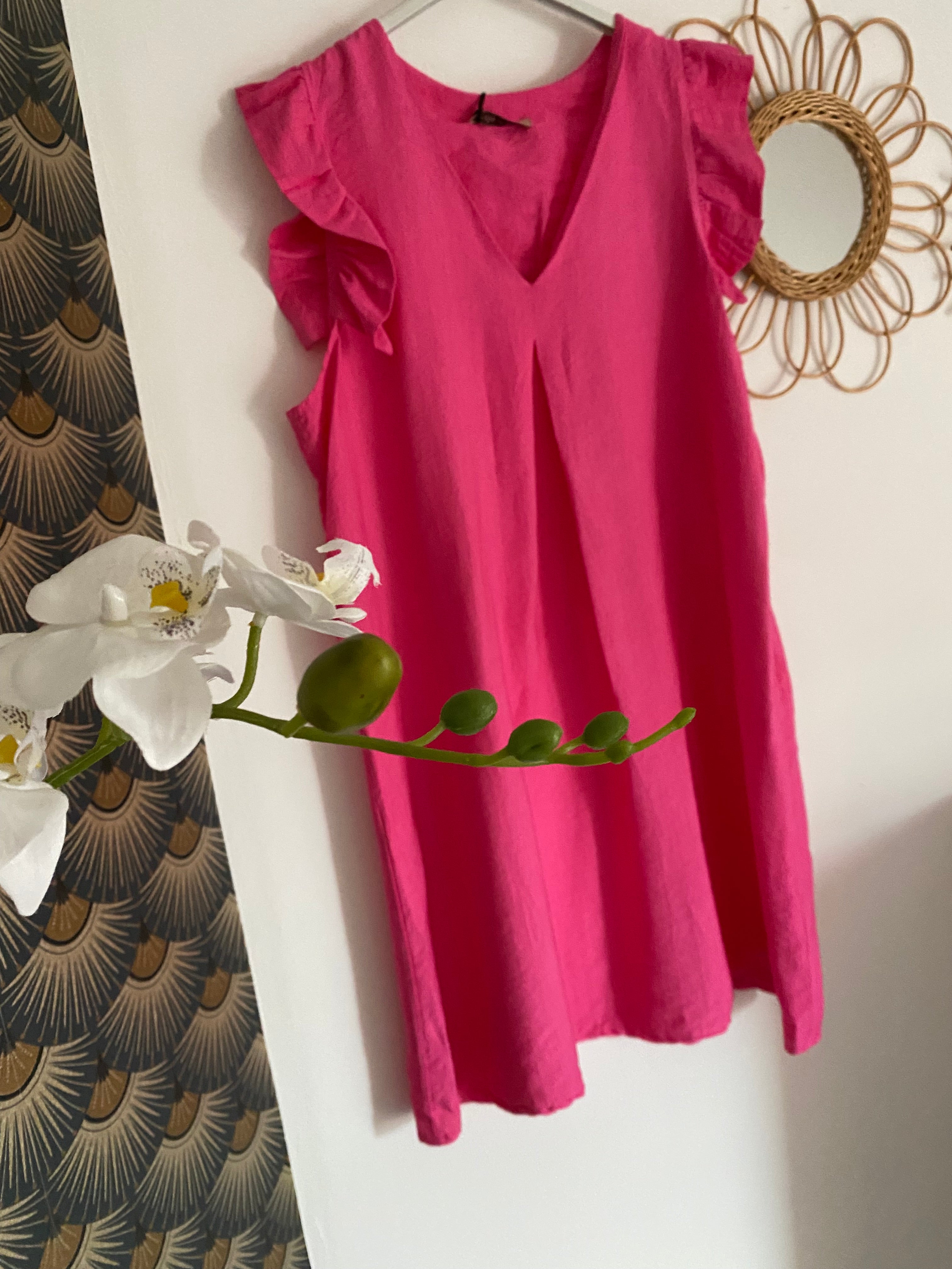 ROBE SAMBA  TAILLES : 38/40 OU 42/44 5 COULEURS (rouge , fushia, choco , vert , kaki )