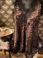 TOP DENTELLE LEOPARD ASYMETRIQUE   TU 38/44