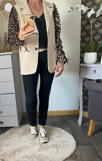 VESTE BLASER STELLA  LEOPARD  ECRU   36 AU 42