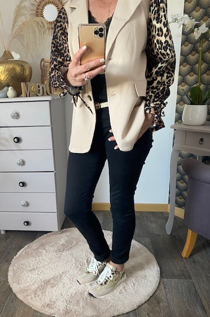 VESTE BLASER STELLA  LEOPARD  ECRU   36 AU 42