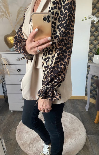 VESTE BLASER STELLA  LEOPARD  ECRU   36 AU 42