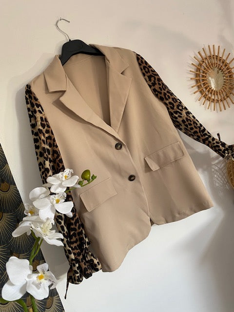 VESTE BLASER STELLA  LEOPARD  ECRU   36 AU 42