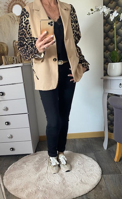 VESTE BLASER STELLA  LEOPARD  CAMEL   36 AU 42