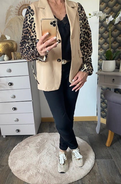 VESTE BLASER STELLA  LEOPARD  CAMEL   36 AU 42