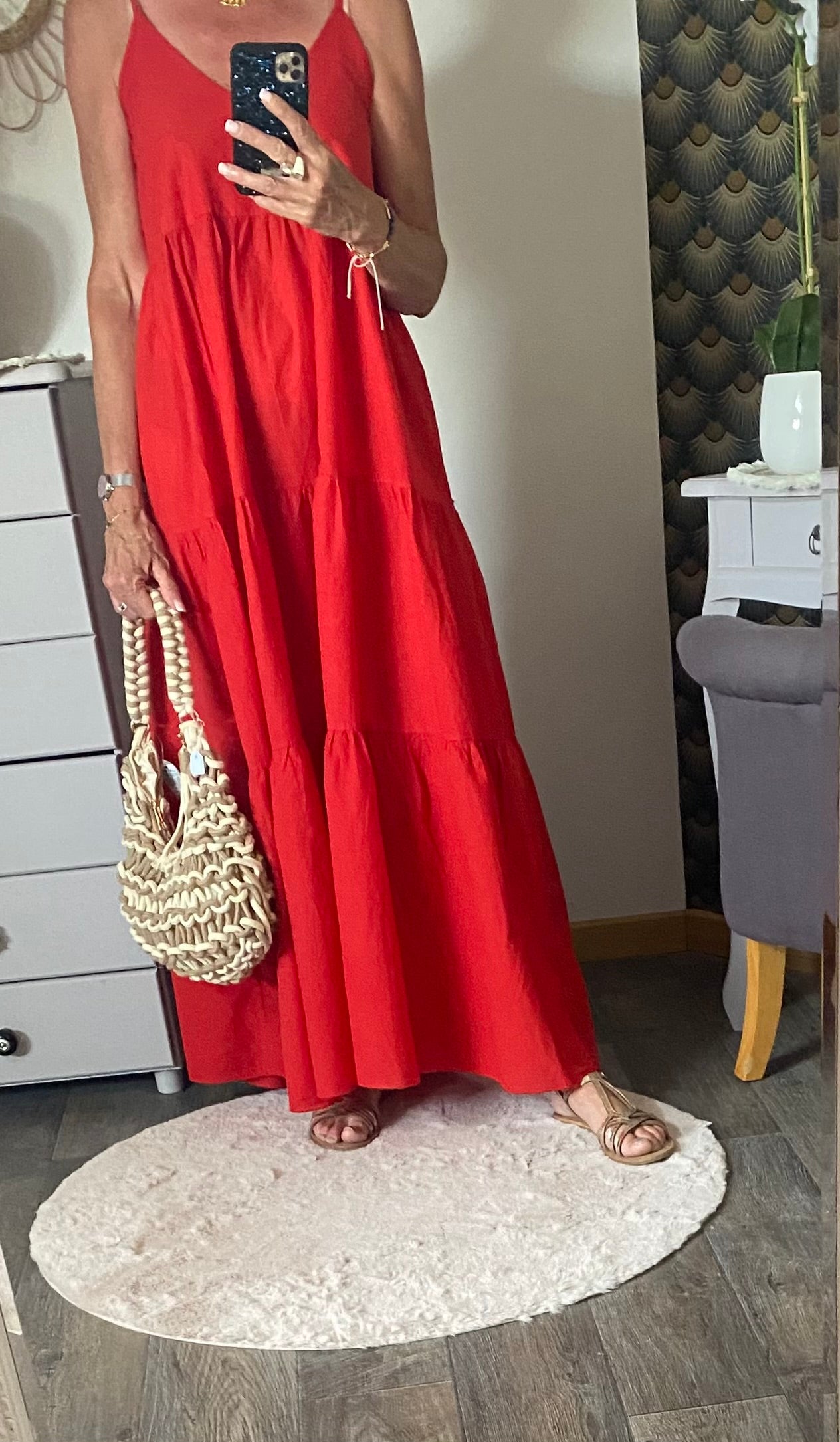 ROBE LONGUE LEGERE   ROUGE  36/42