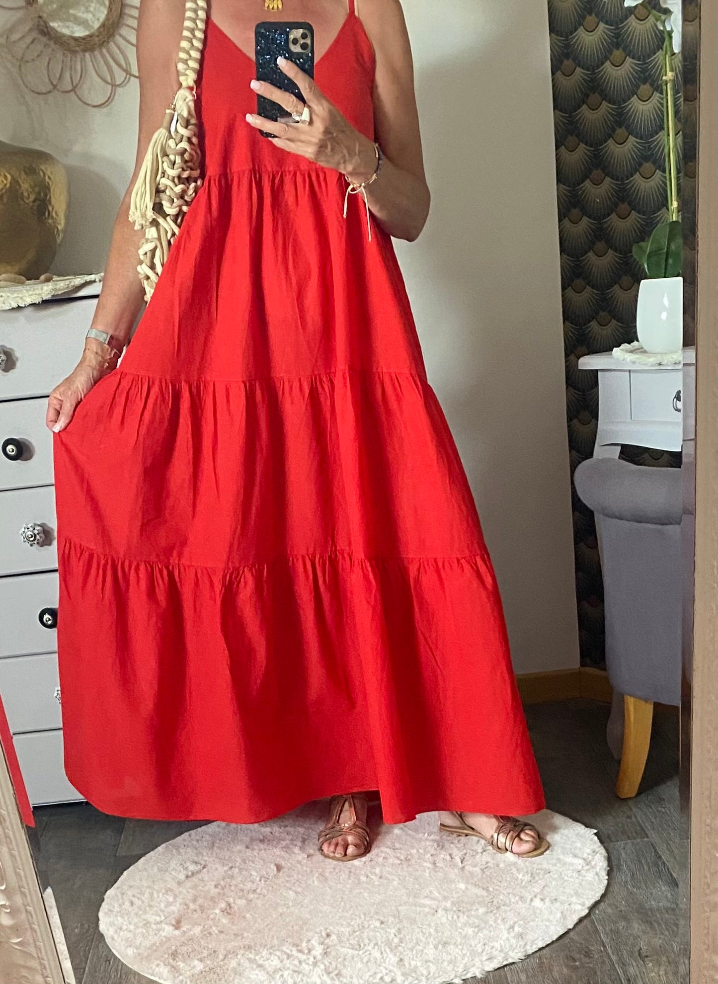 ROBE LONGUE LEGERE   ROUGE  36/42