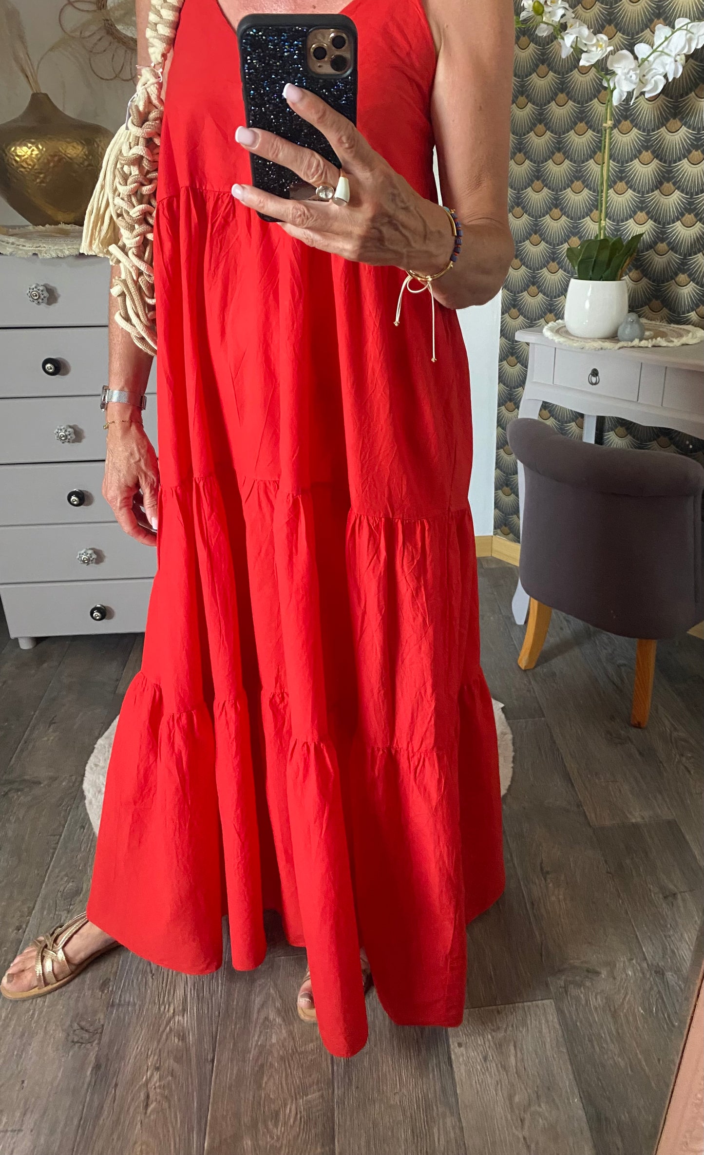 ROBE LONGUE LEGERE   ROUGE  36/42