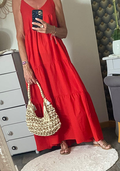 ROBE LONGUE LEGERE   ROUGE  36/42