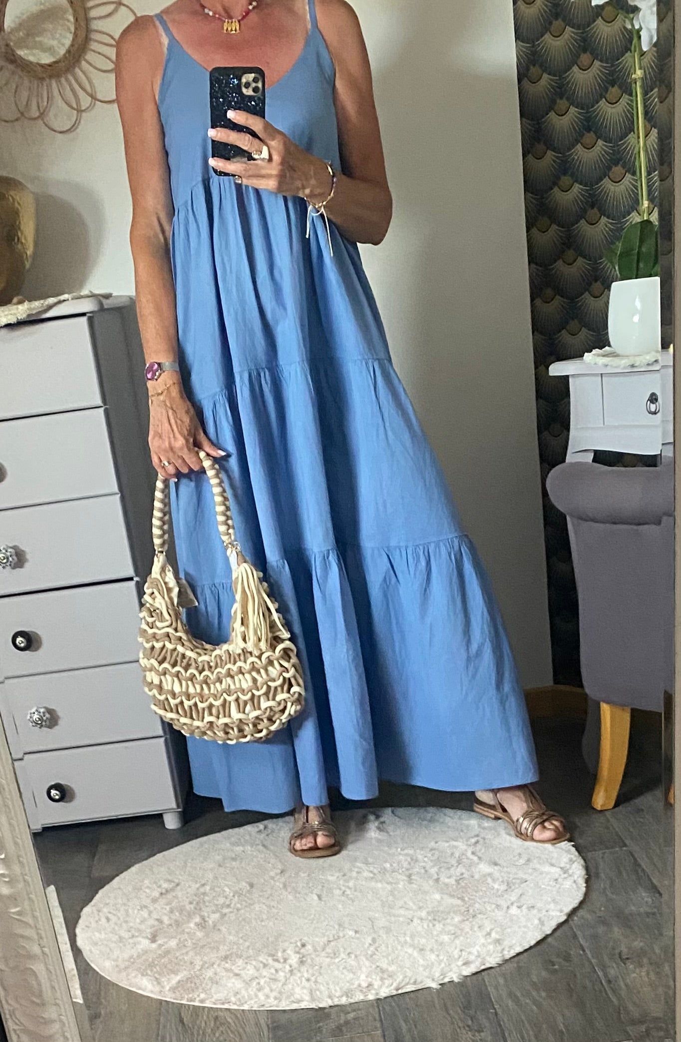 ROBE LONGUE LEGERE   BLEUE 36/42