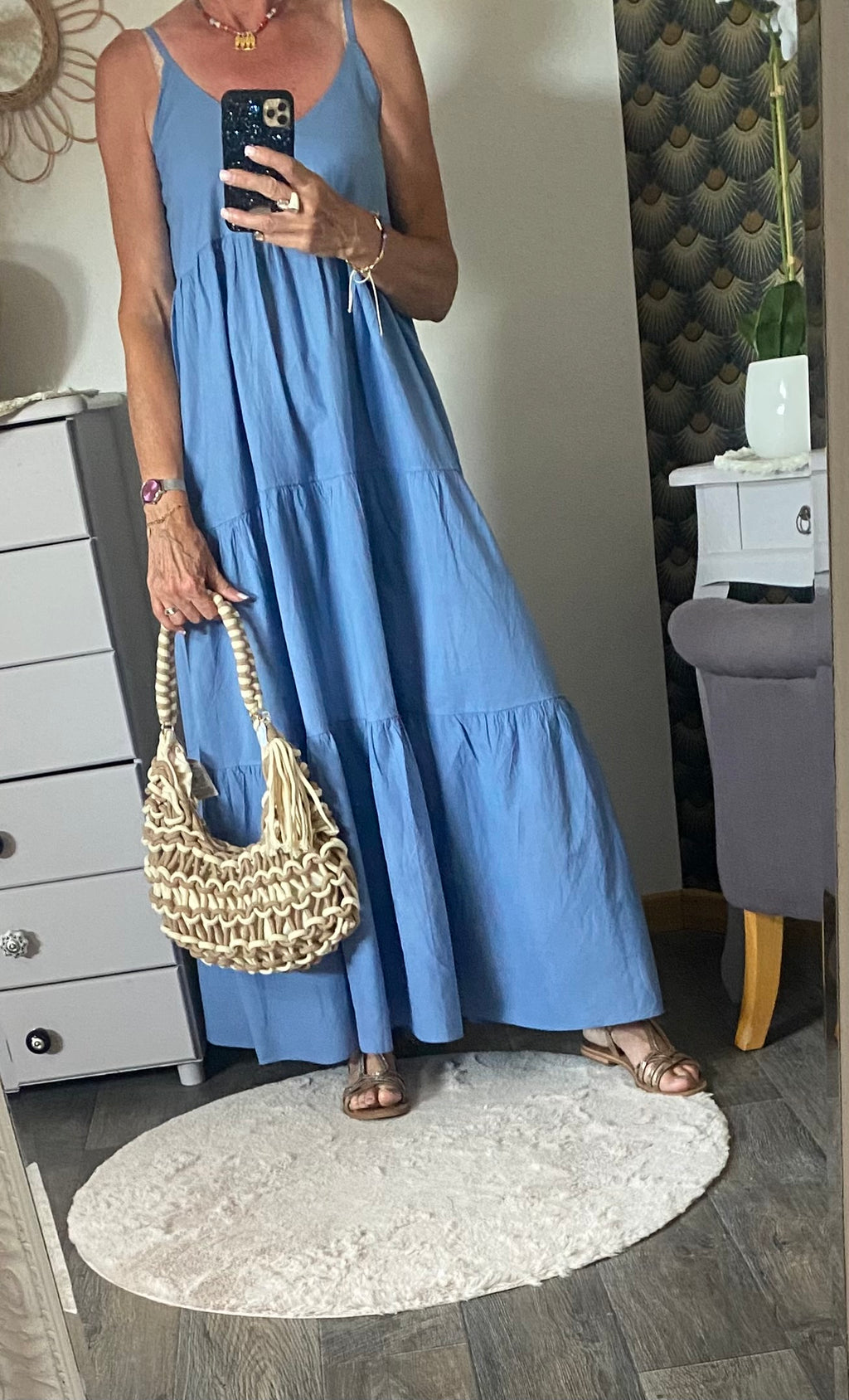 ROBE LONGUE LEGERE   BLEUE 36/42