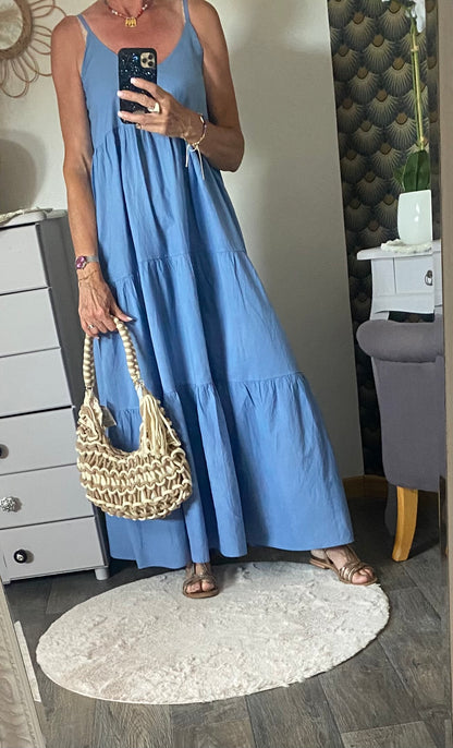ROBE LONGUE LEGERE   BLEUE 36/42