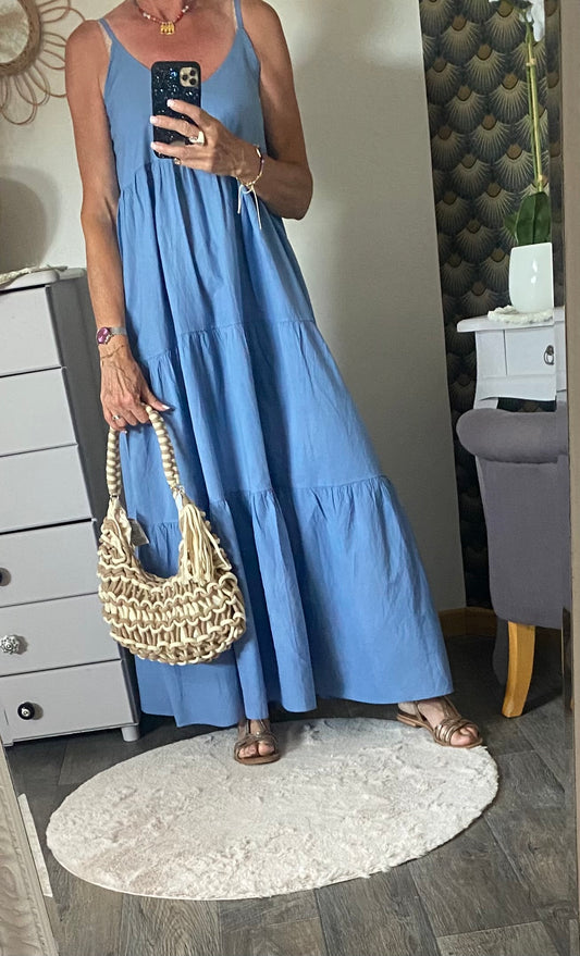 ROBE LONGUE LEGERE   BLEUE 36/42