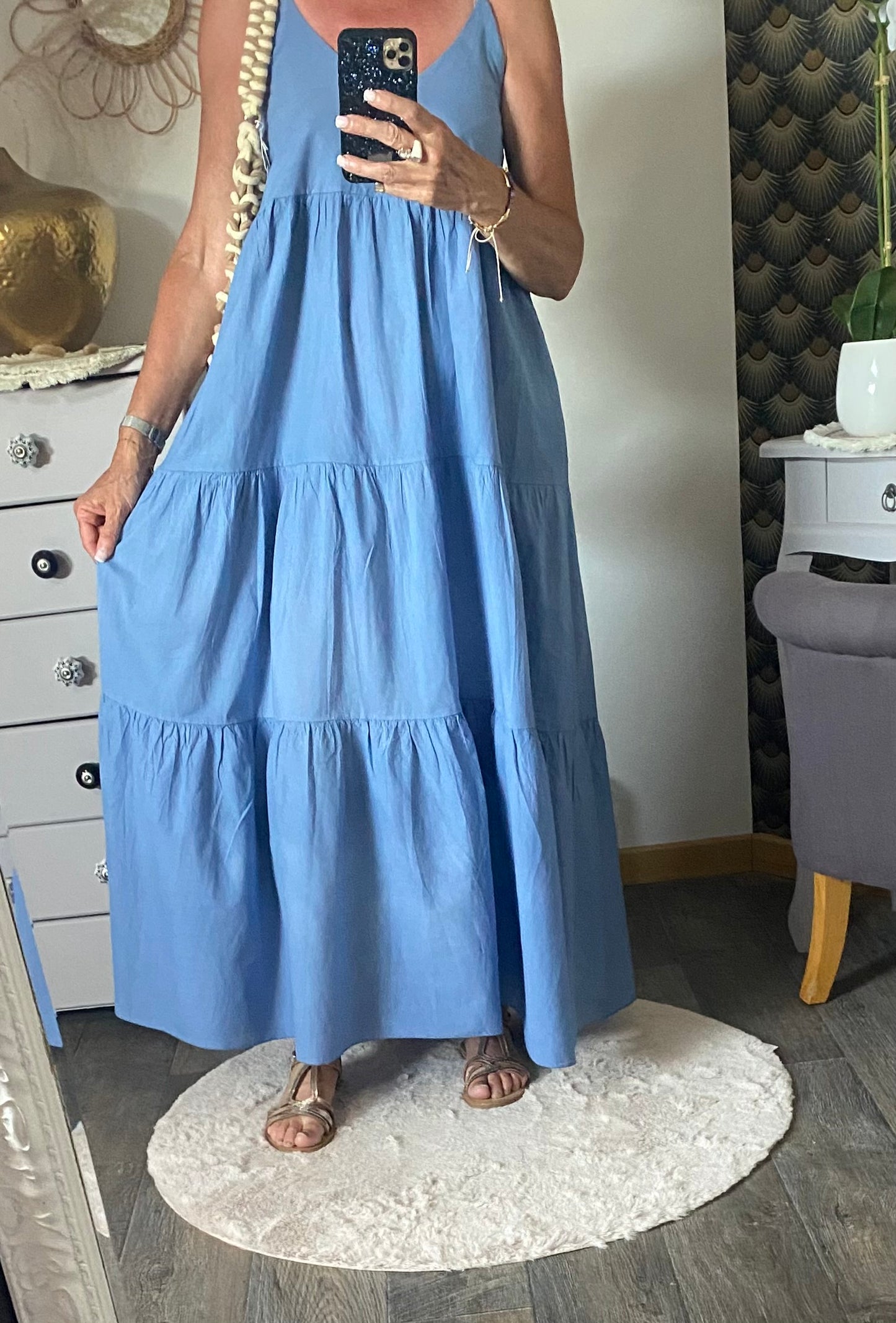 ROBE LONGUE LEGERE   BLEUE 36/42