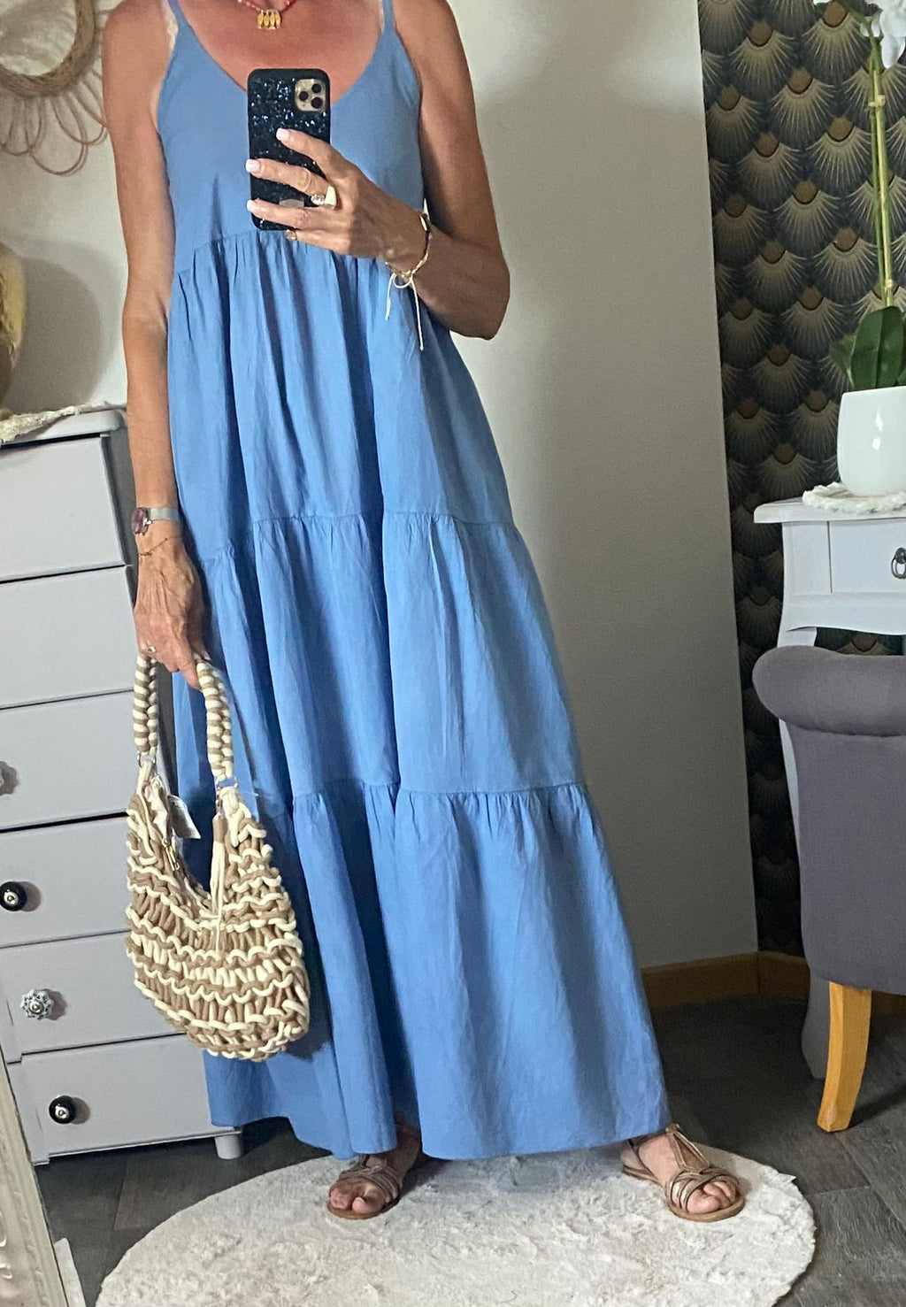ROBE LONGUE LEGERE   BLEUE 36/42