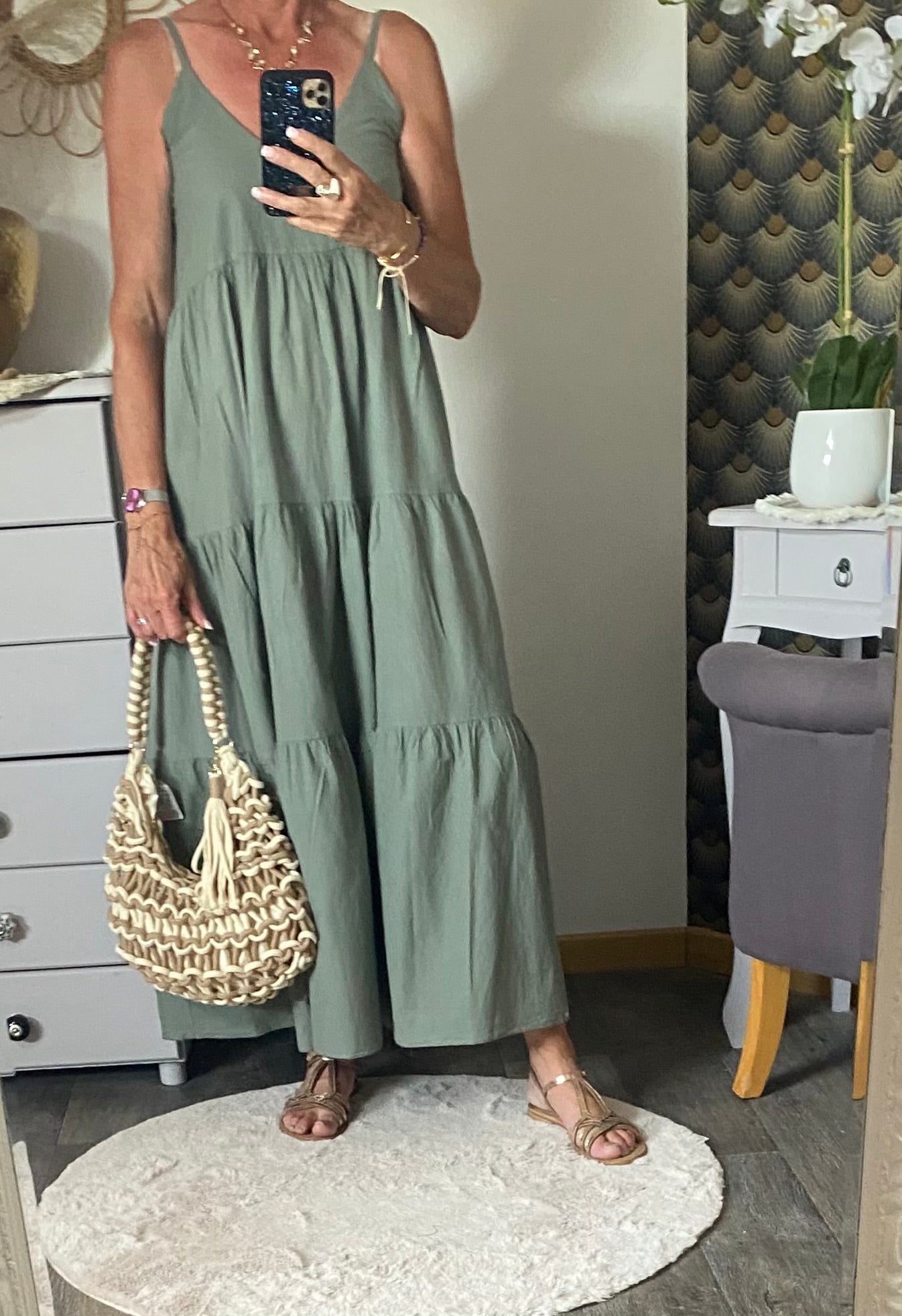 ROBE LONGUE LEGERE   KAKI  36/42