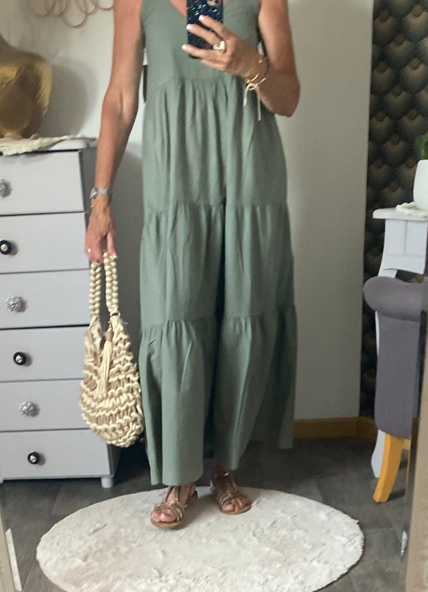 ROBE LONGUE LEGERE   KAKI  36/42
