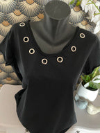 TOP OEILLET NOIR   TU 38/46