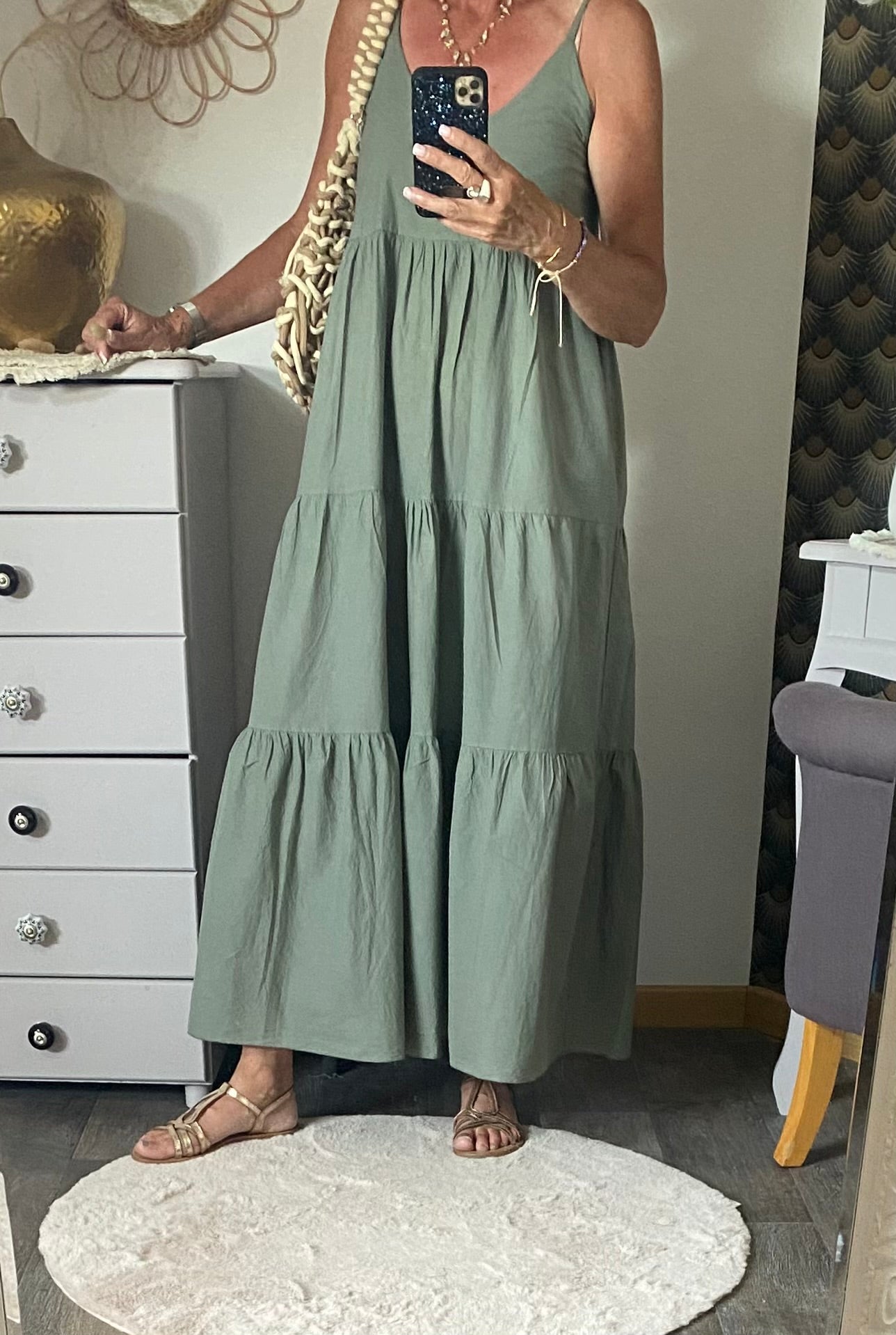 ROBE LONGUE LEGERE   KAKI  36/42