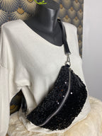 SAC : BANANE  PAILLETTES NOIRE
