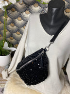 SAC : BANANE  PAILLETTES NOIRE