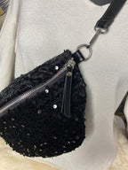 SAC : BANANE  PAILLETTES NOIRE