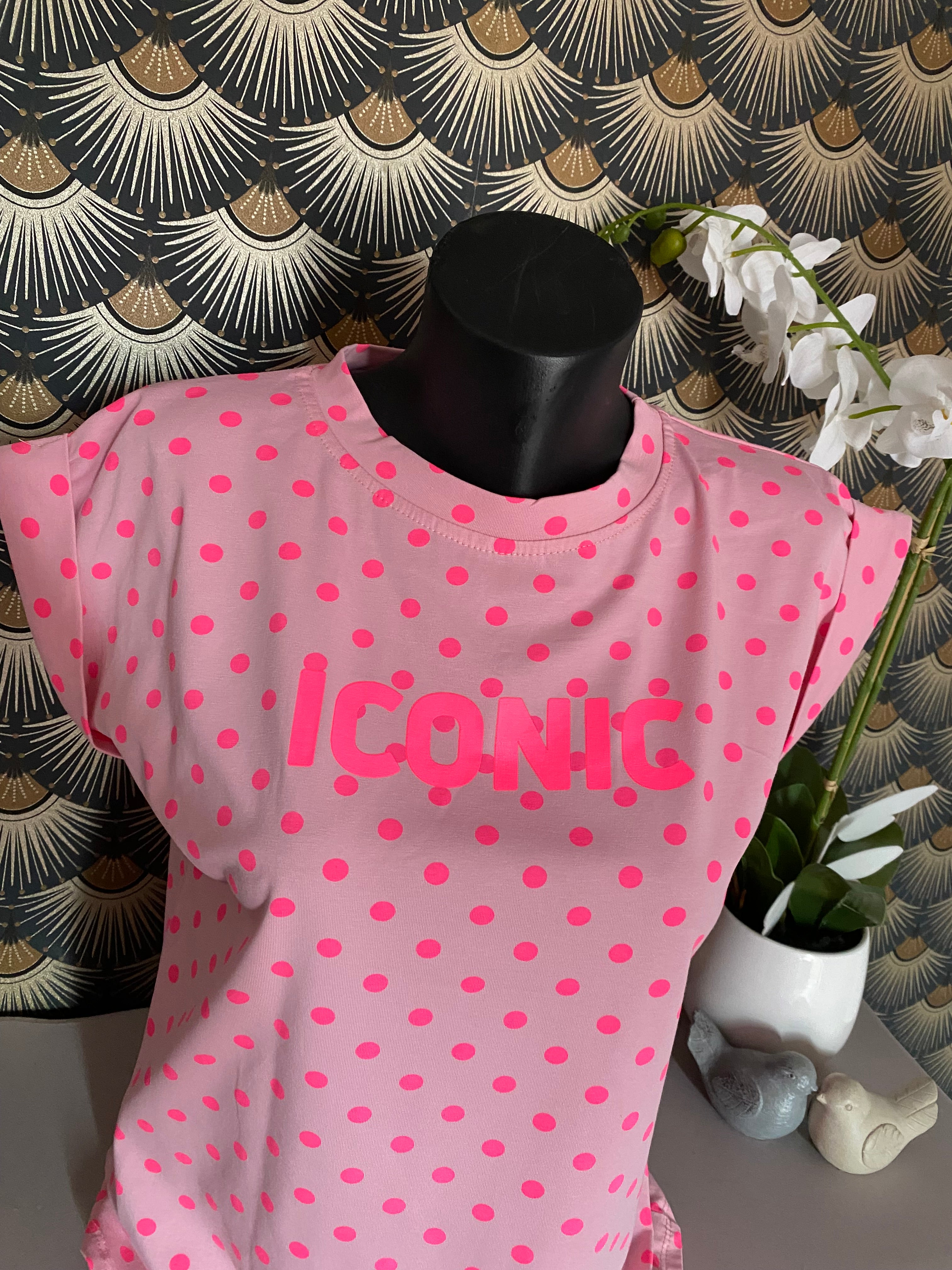 T-SHIRT ICONIC POIS ROSE  TU 34/40