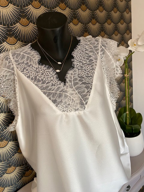 TOP DENTELLE BLANC    44/50