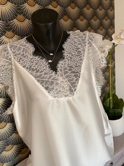 TOP DENTELLE BLANC    44/50