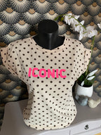 T-SHIRT ICONIC BEIGE POIS CHOCO  TU 34/40