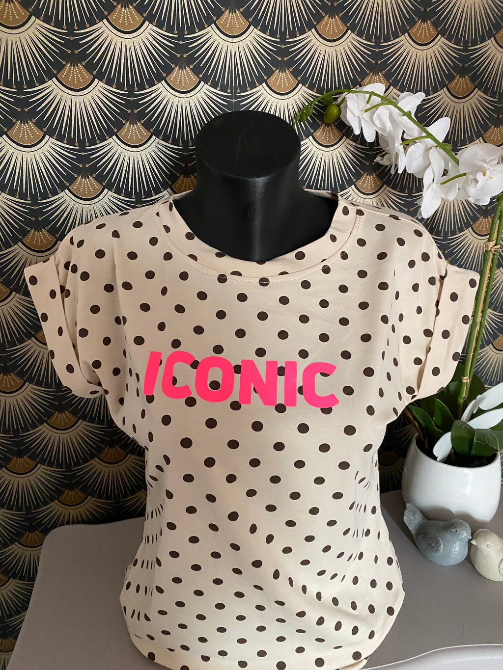 T-SHIRT ICONIC BEIGE POIS CHOCO  TU 34/40