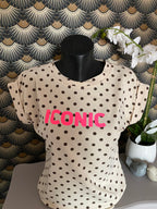 T-SHIRT ICONIC BEIGE POIS CHOCO  TU 34/40