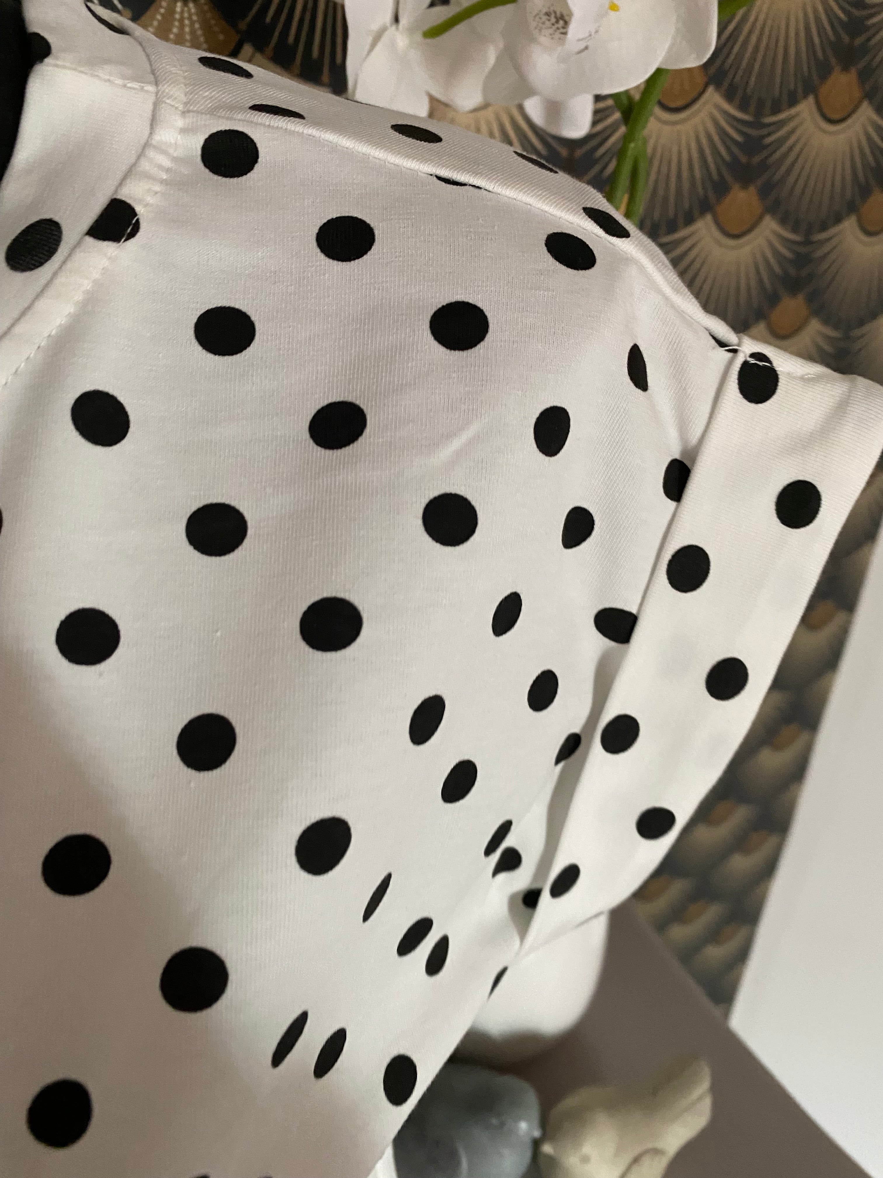 T-SHIRT ICONIC BLANC  POIS NOIR  TU 34/40