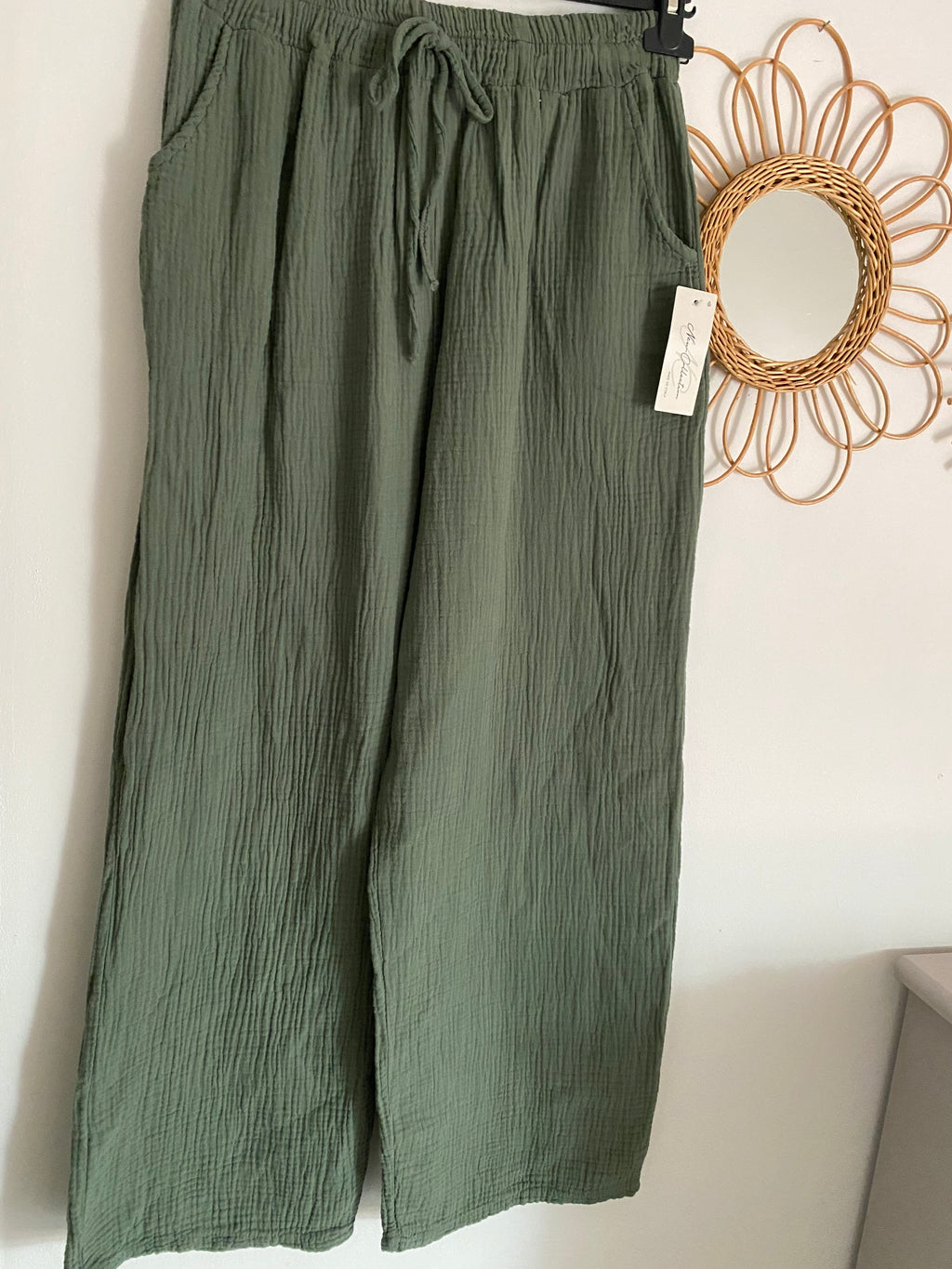 PANTALON GAZE DE COTON KAKI  TU 36/44