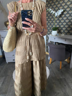 ENSEMBLE   PANTALON GAUFFRE  CAMEL TU  36/48