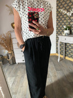 T-SHIRT ICONIC BLANC  POIS NOIR  TU 34/40