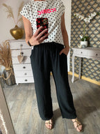T-SHIRT ICONIC BLANC  POIS NOIR  TU 34/40