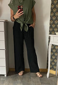 PANTALON GAZE DE COTON NOIR   TU 36/44