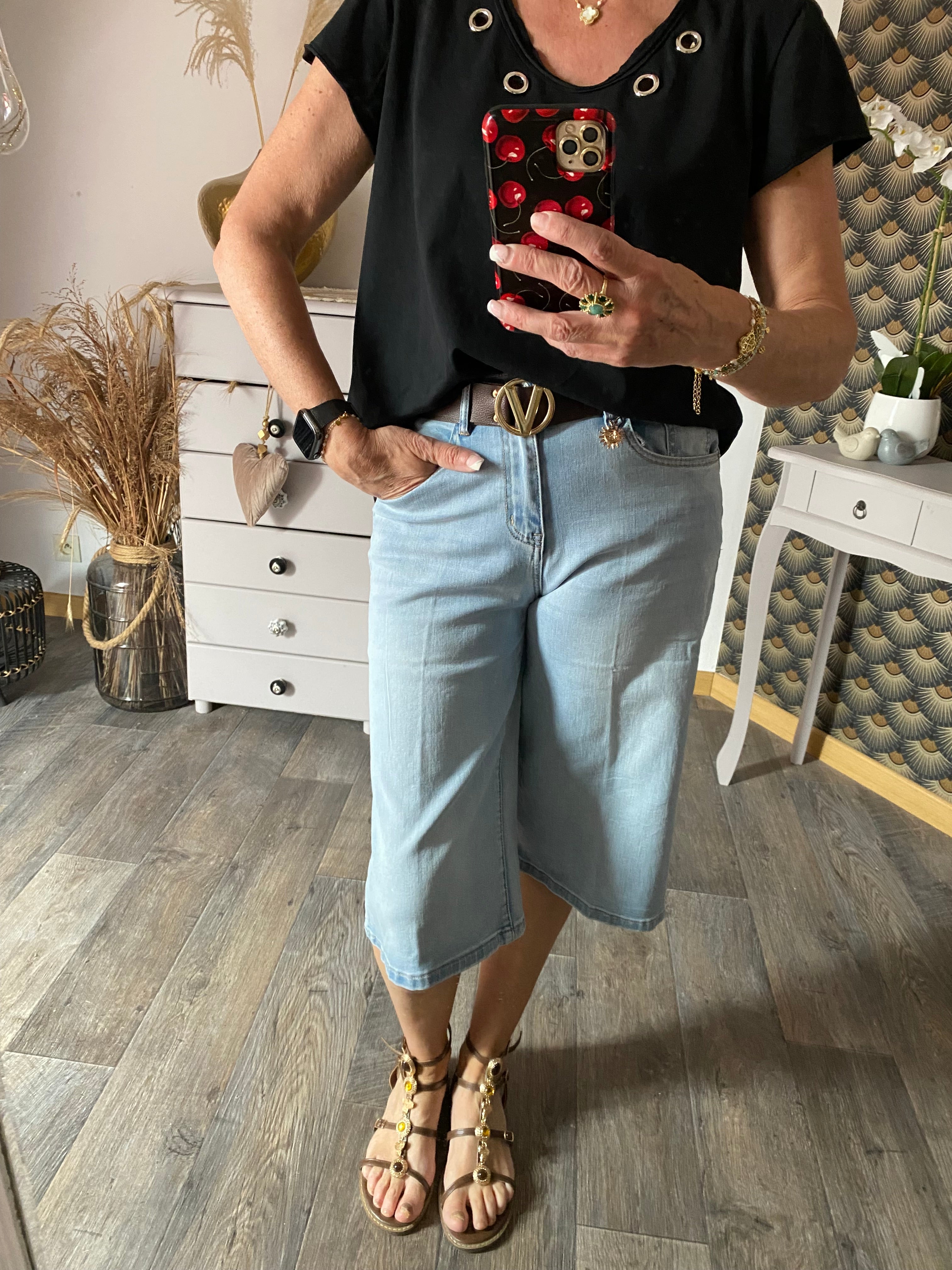 TOP OEILLET NOIR   TU 38/46