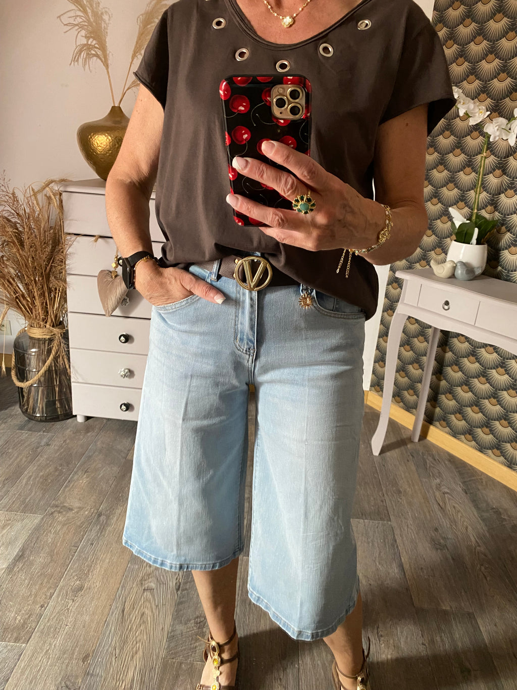 TOP OEILLET CHOCO   TU 38/46