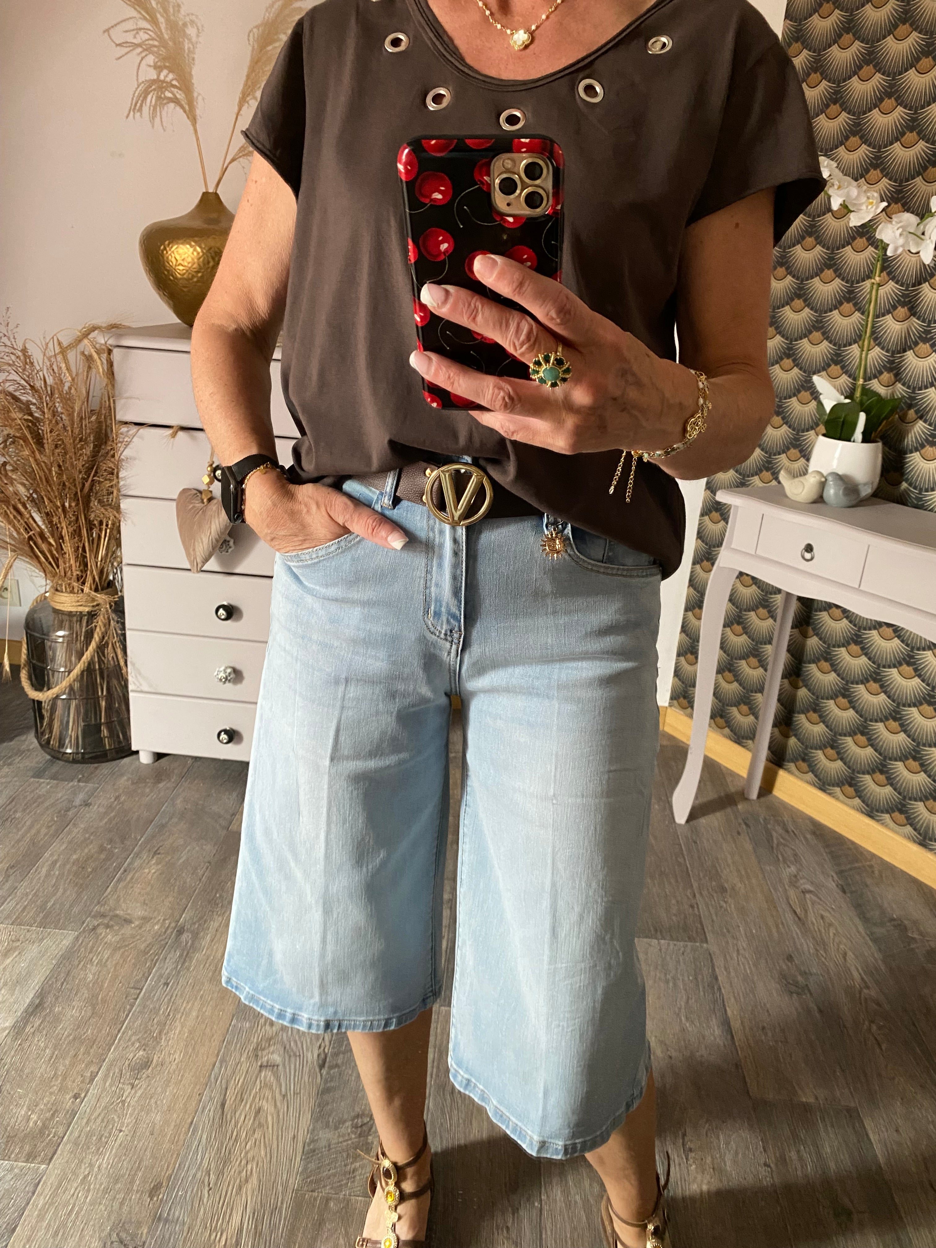 TOP OEILLET CHOCO   TU 38/46