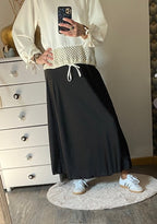 JUPE SATIN LONGUE NOIRE   36/42